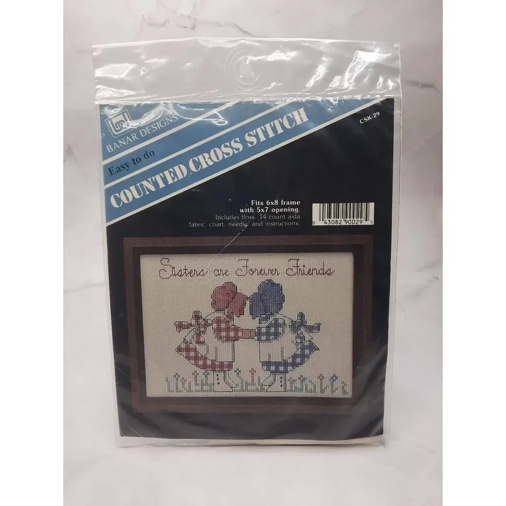 Banar Designs Counted Cross Stitch Kit Sisters Are Forever Friends CSK-29 5x7